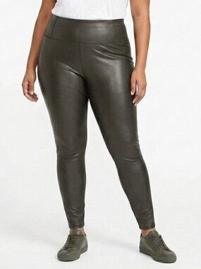7 For All Mankind Olive/Gray Faux Leather Leggings NEW- Sz. 2X